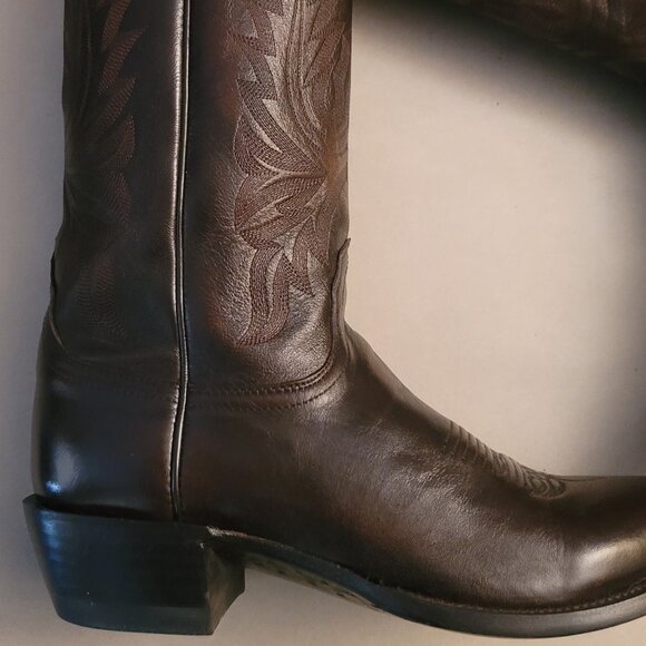 LUCCHESE Carson M1023 J4 Dark Brown Calf Skin Cowboy Western Boots Men's SZ 9.5D - Picture 13 of 15